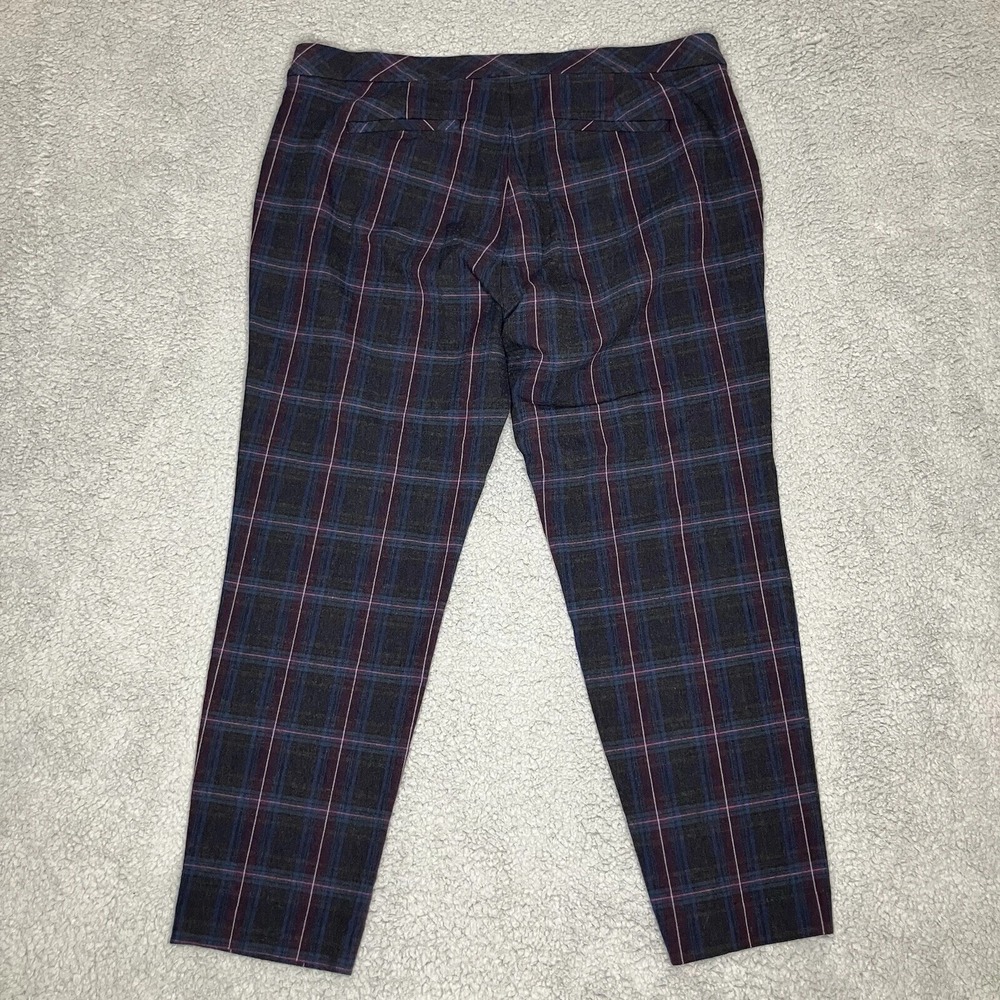 J. Jill Pants 14 Stretch Gray Jewel Gem Toned Tartan Plaid Chino Slacks Soft EUC - Picture 3 of 9